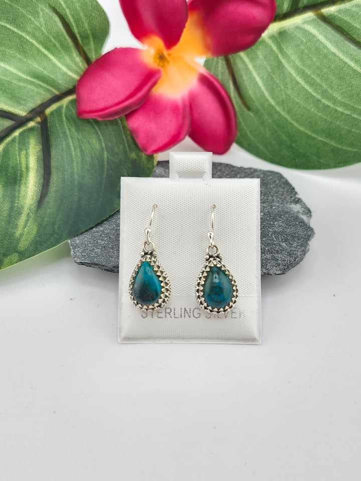 Chrysocolla Teardrop Dangle Earrings