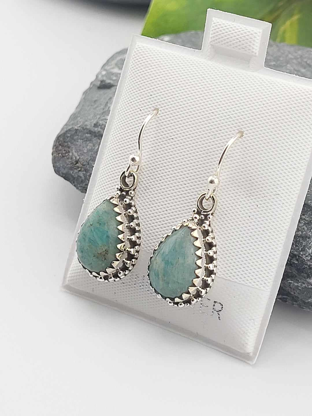 Amazonite Teardrop Dangle Earrings