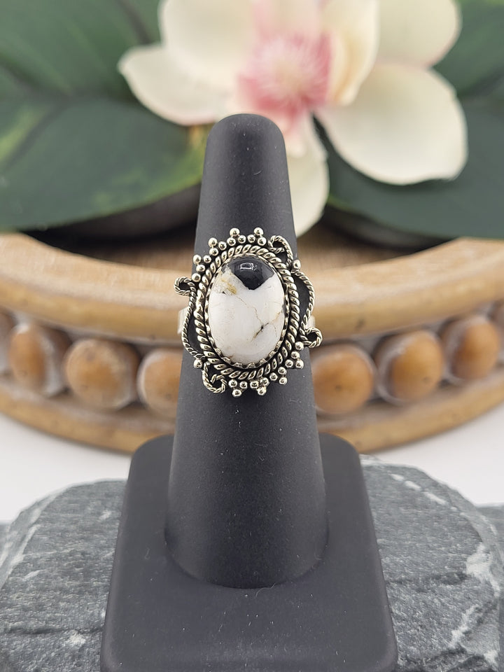 White Buffalo Oval Ring