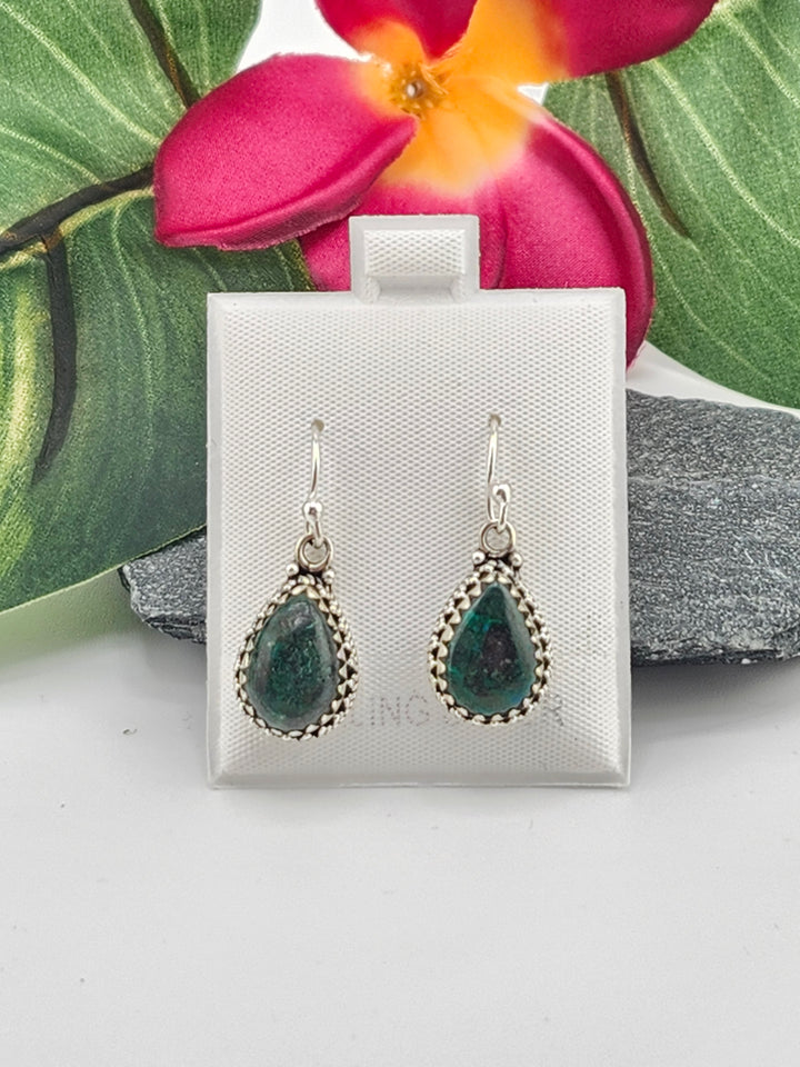 Chrysocolla Teardrop Dangle Earrings