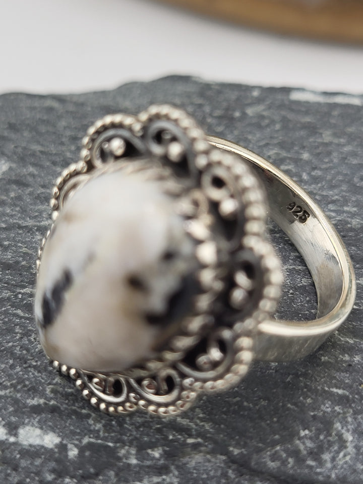 White Buffalo Teardrop Ring