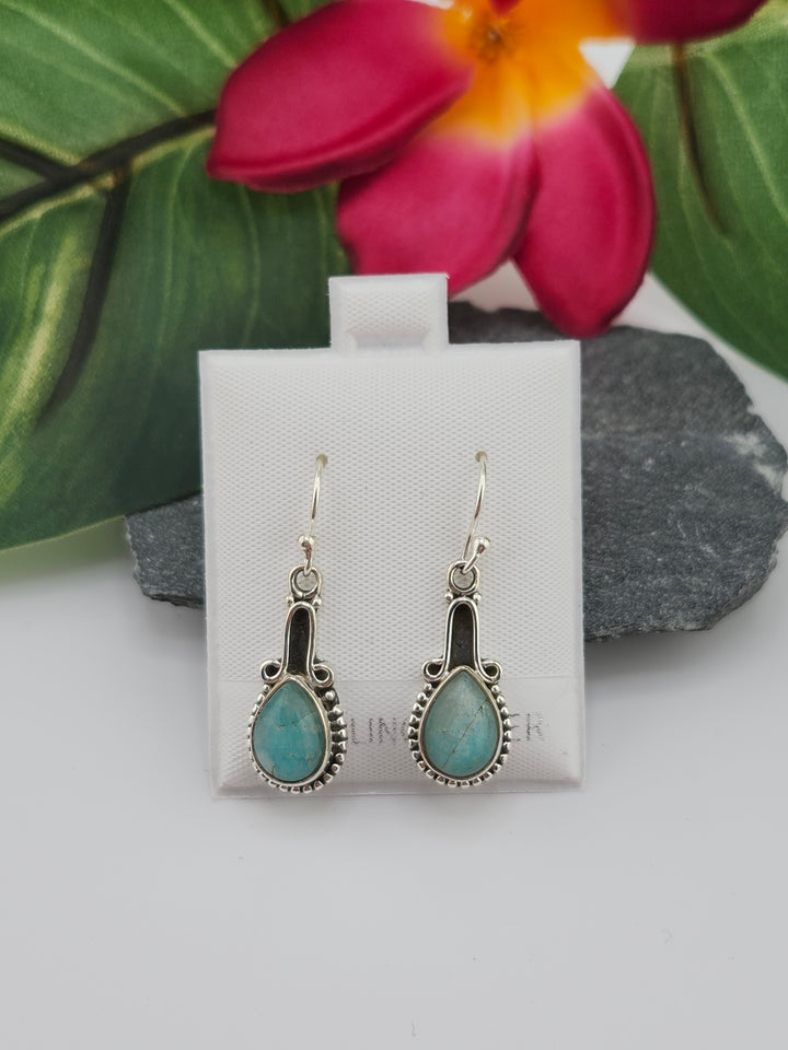 Amazonite Teardrop Dangle Earrings