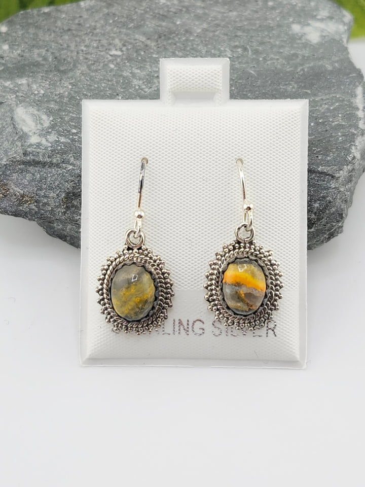 Bumblebee Jasper Oval Dangle Earrings