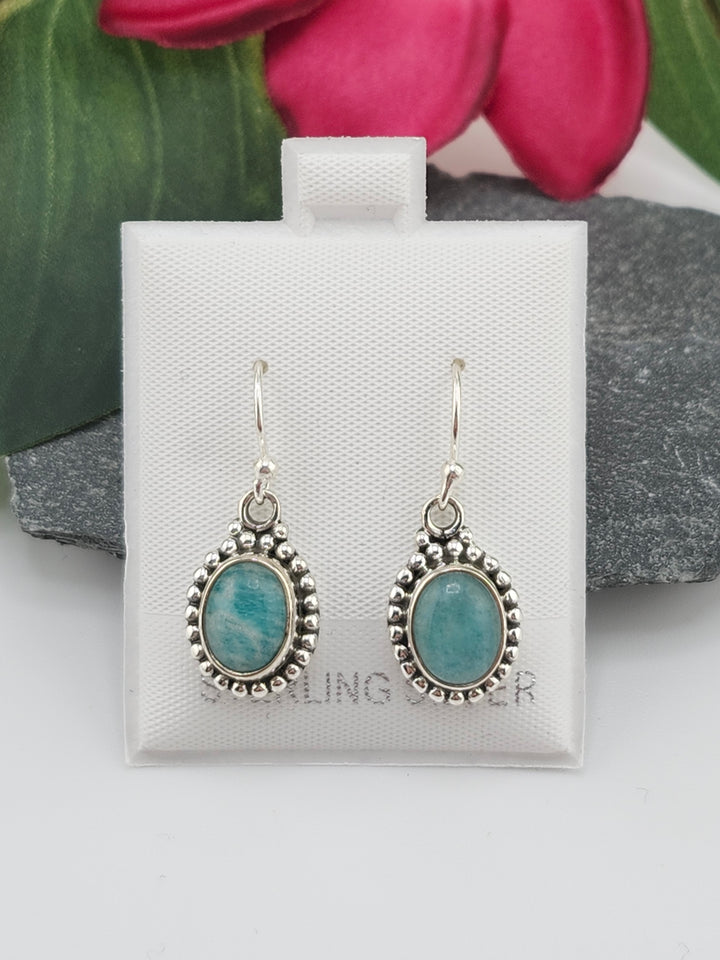 Amazonite Oval Dangle Earrings