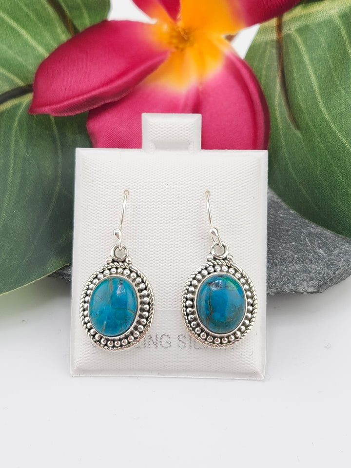 Chrysocolla Oval Dangle Earrings