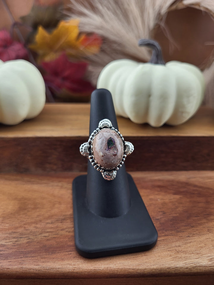 925 Sterling Silver Mexican Matrix Opal in Rhyolite Ring Size 7