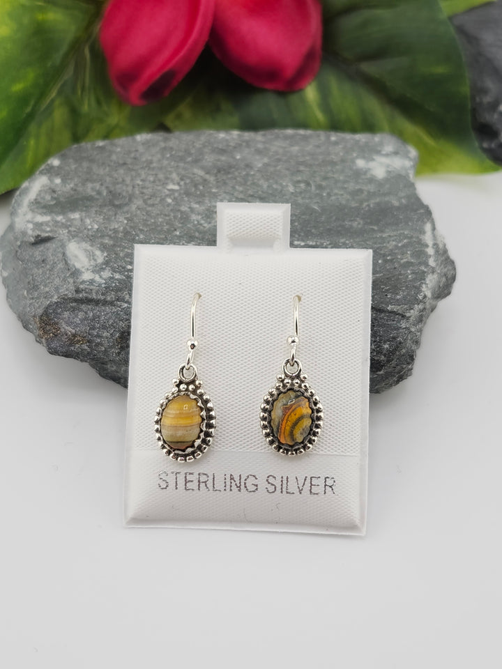 Bumblebee Jasper Oval Dangle Earrings