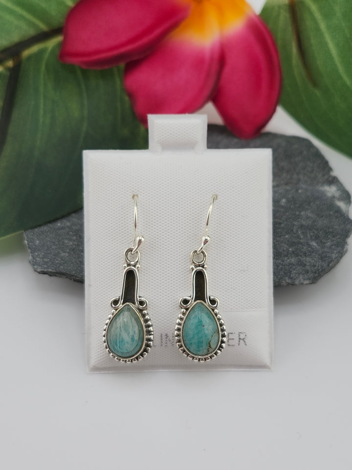 Amazonite Teardrop Dangle Earrings