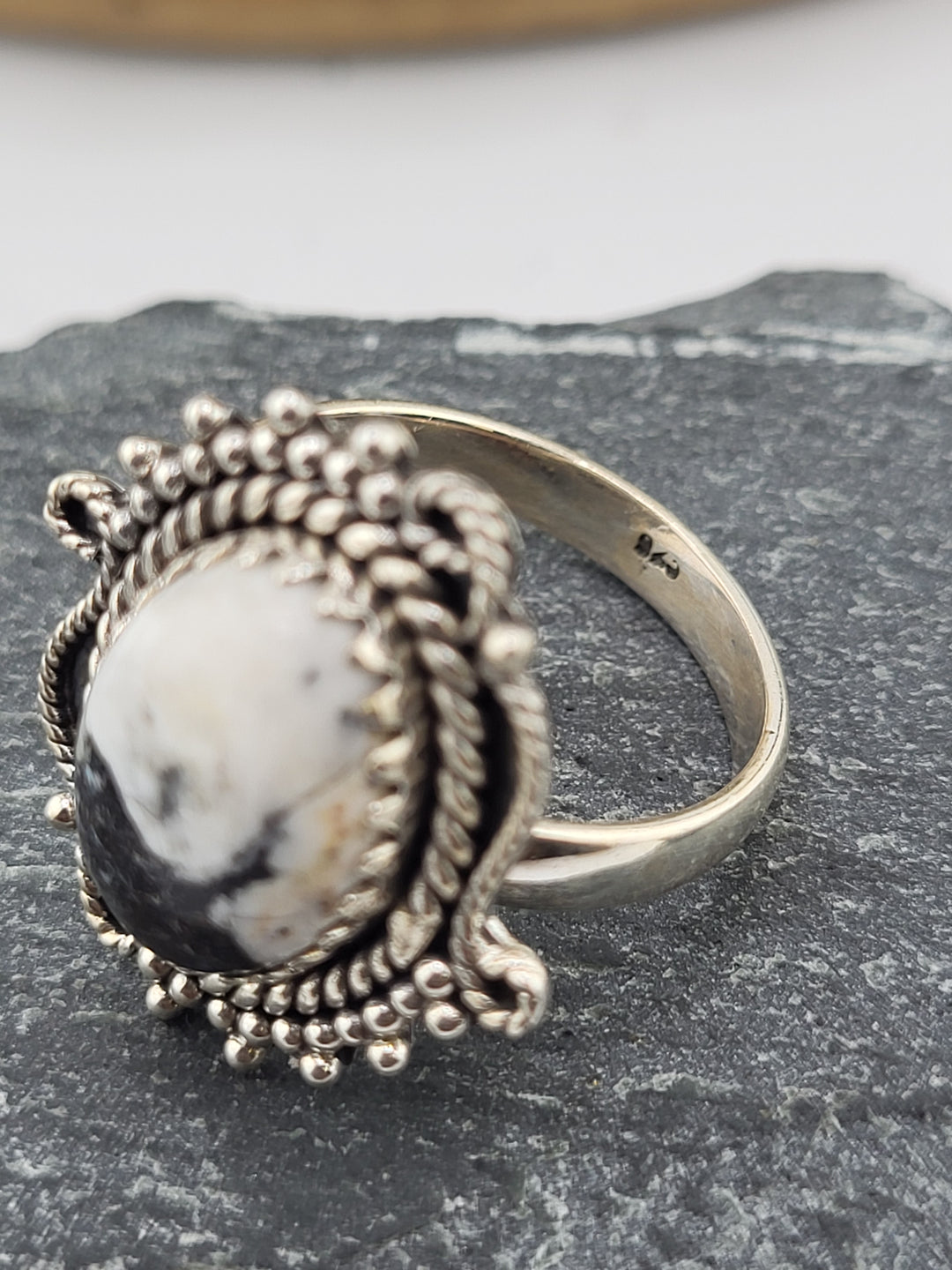 White Buffalo Oval Ring