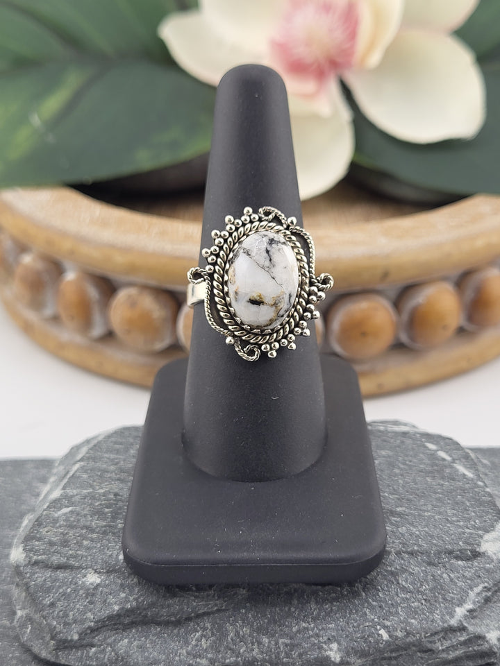 White Buffalo Oval Ring