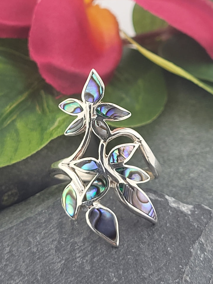 Abalone Leaf Ring - Size 7.25