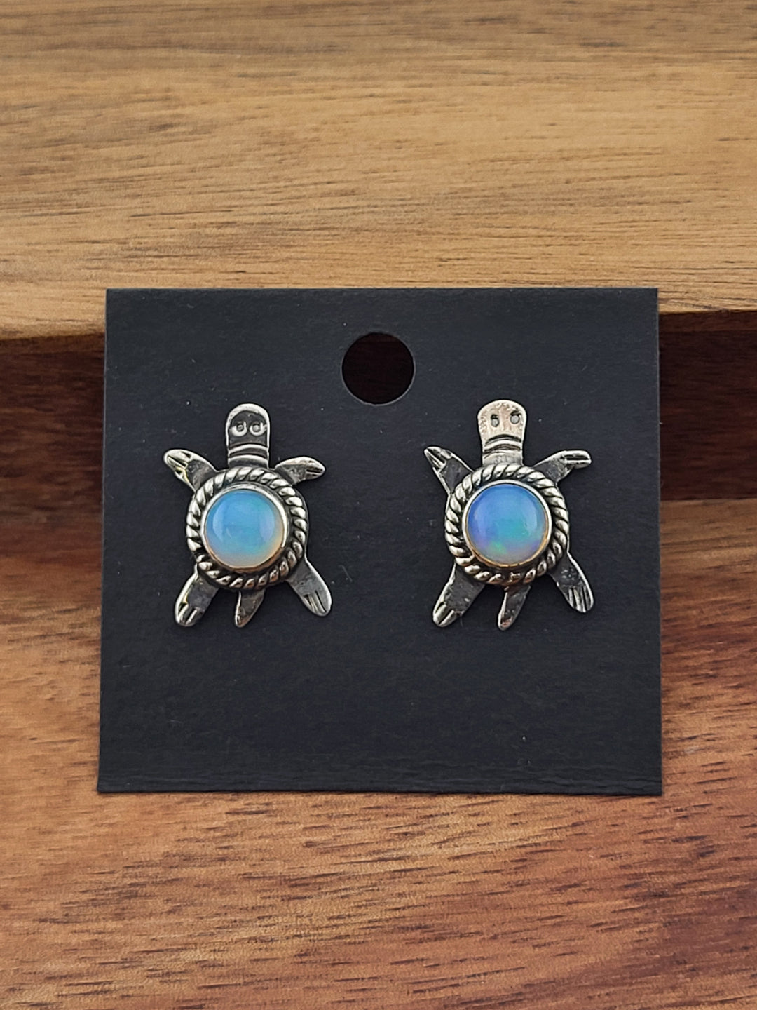 925 Sterling Silver Opal Turtle Postback Earrings