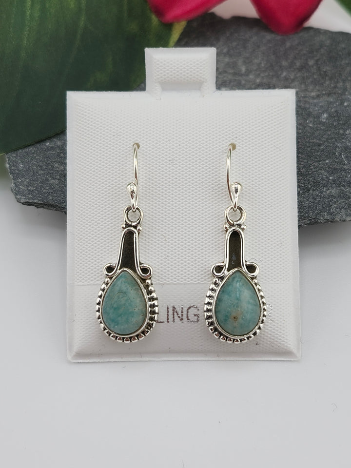 Amazonite Teardrop Dangle Earrings