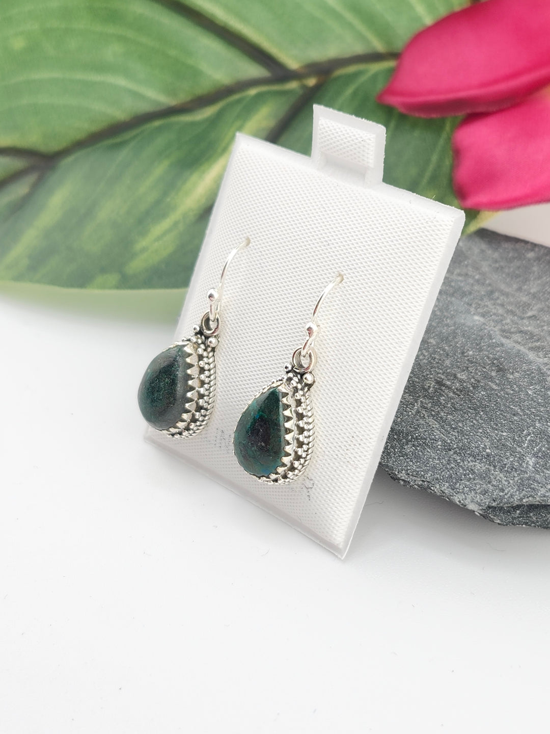 Chrysocolla Teardrop Dangle Earrings