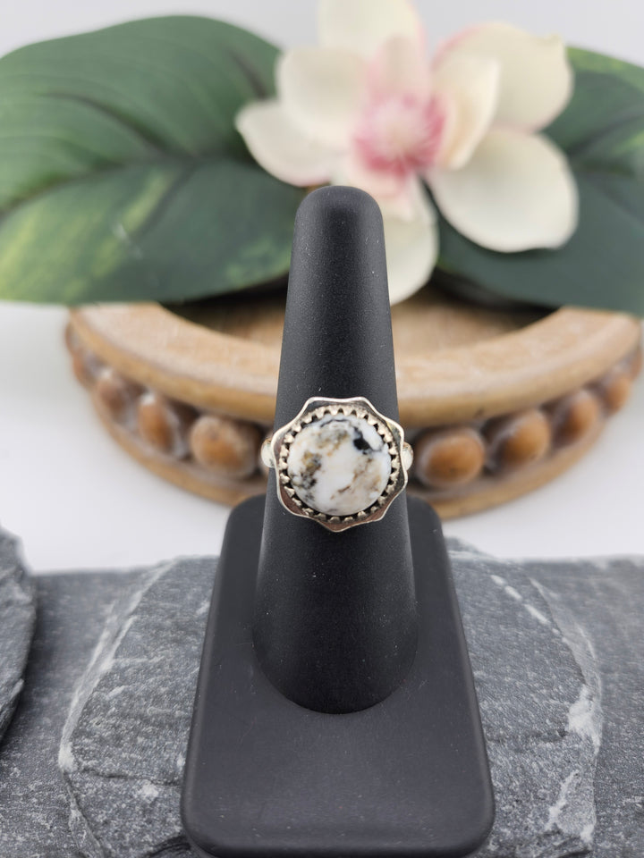 White Buffalo Round Ring