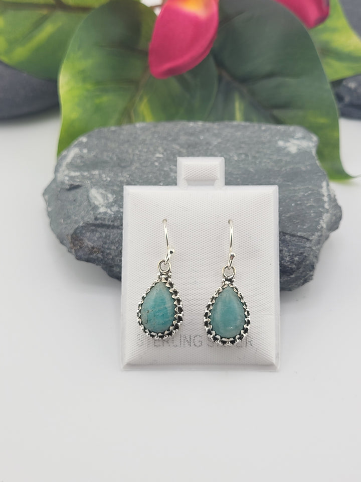 Amazonite Teardrop Dangle Earrings