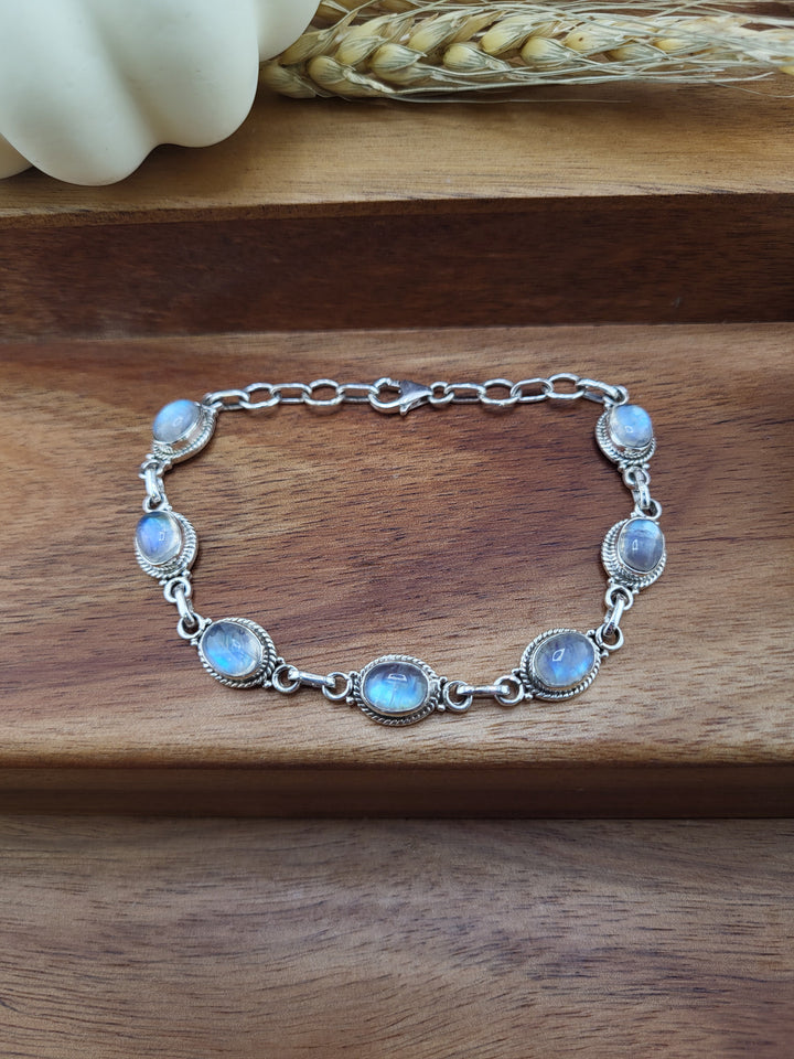 925 Sterling Silver Natural Moonstone Bracelet