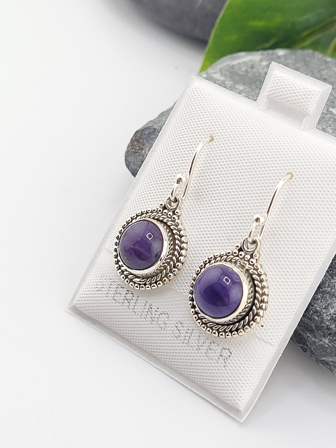 Charoite Round Dangle Earrings