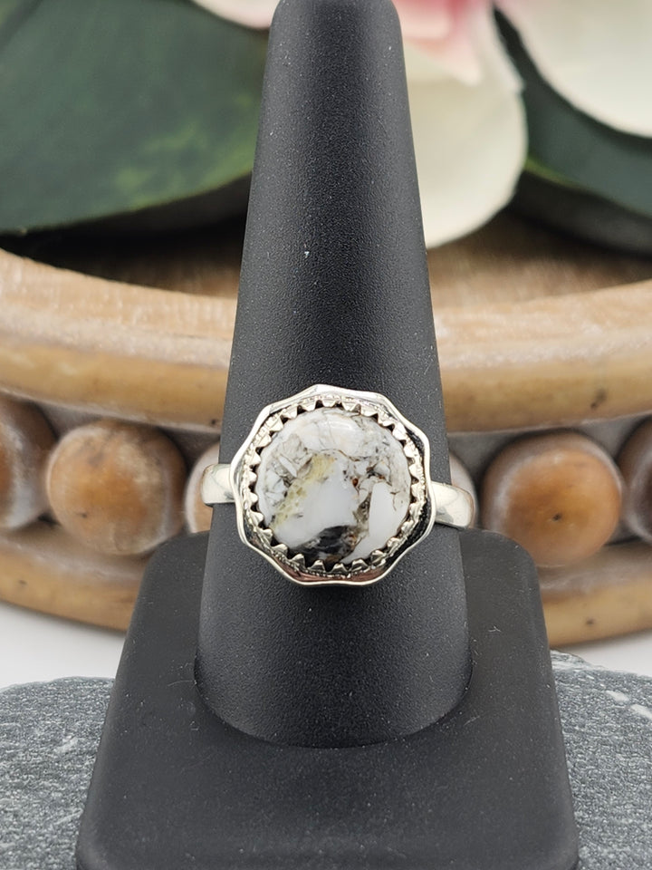 White Buffalo Round Ring