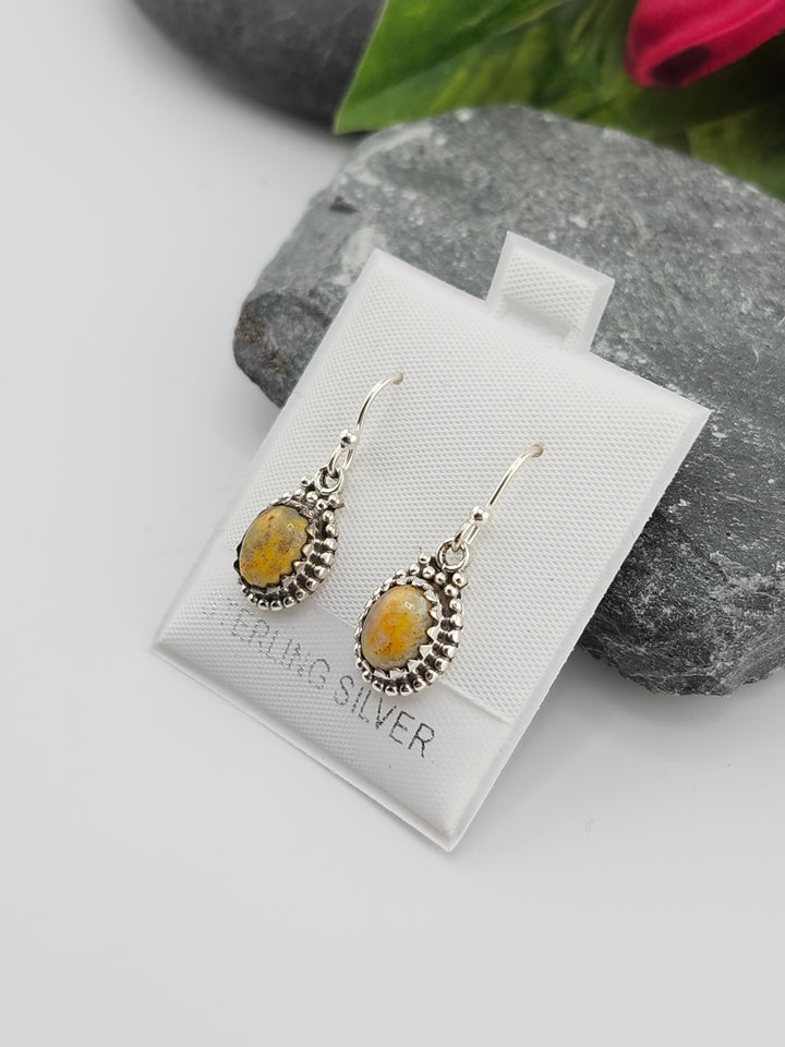 Bumblebee Jasper Oval Dangle Earrings