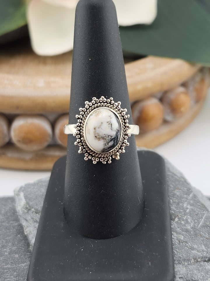 White Buffalo Round Ring