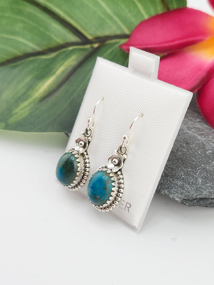 Chrysocolla Oval Dangle Earrings