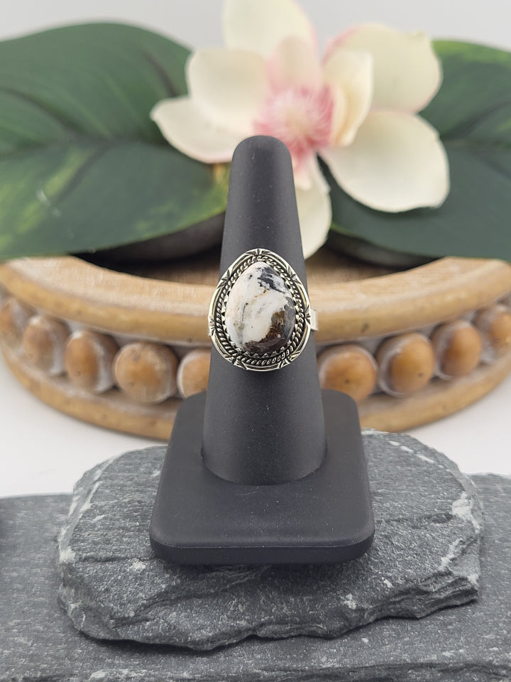 White Buffalo Teardrop Ring