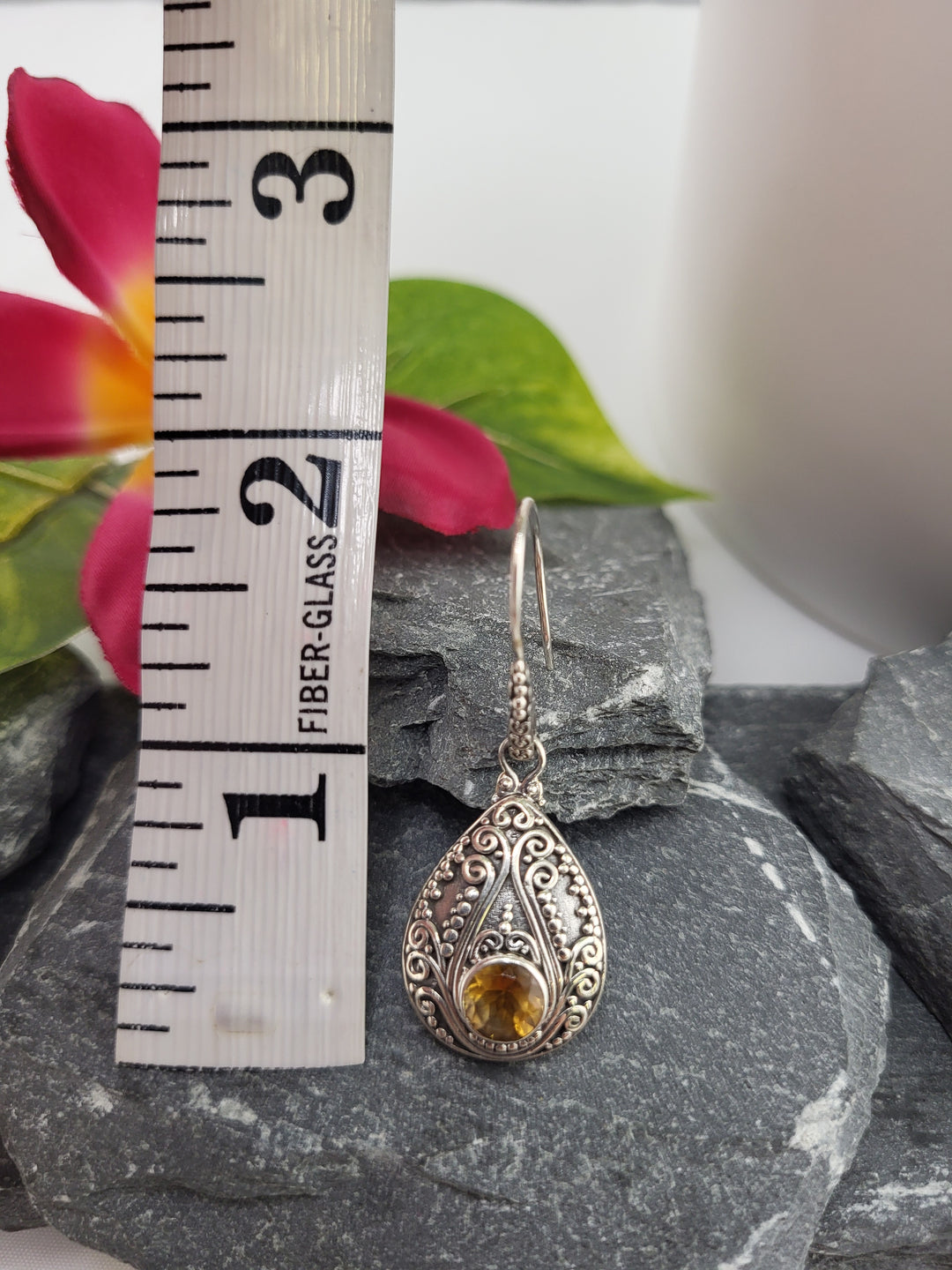 Bali Citrine Dangle Earrings