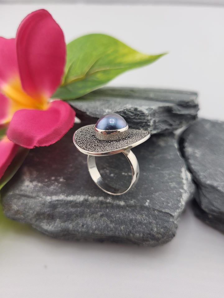 Blue Mabe Pearl Ring