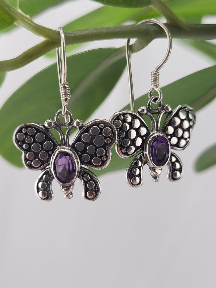 Bali Amethyst Butterfly Dangles