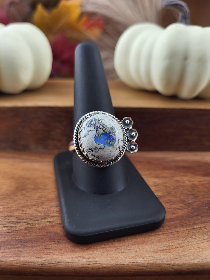 925 Sterling Silver Mexican Matrix Opal in Rhyolite Ring Size 11