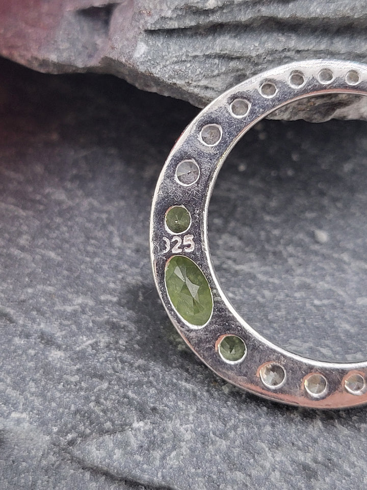 Dainty Peridot Crescent Moon Pendant