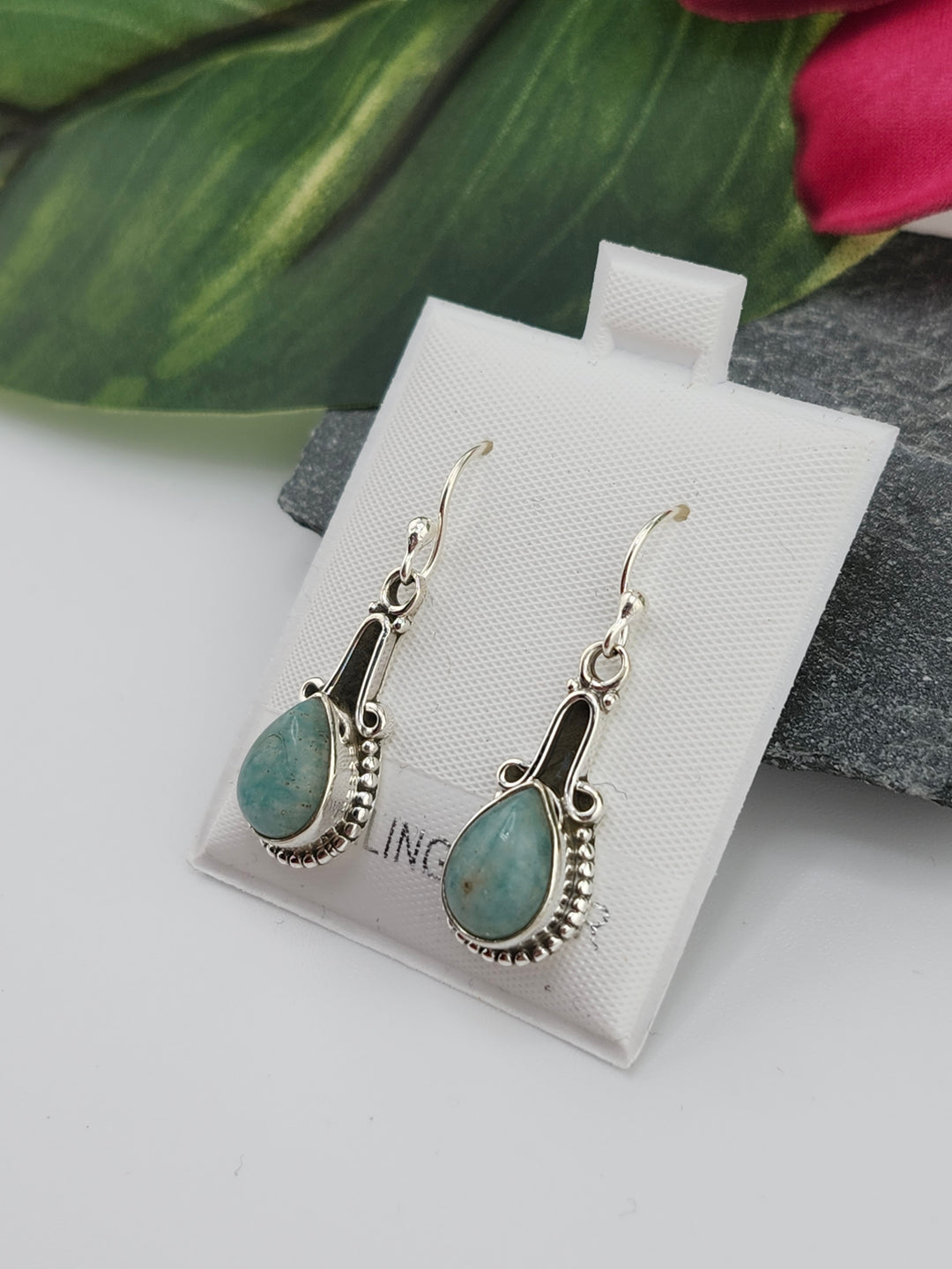 Amazonite Teardrop Dangle Earrings