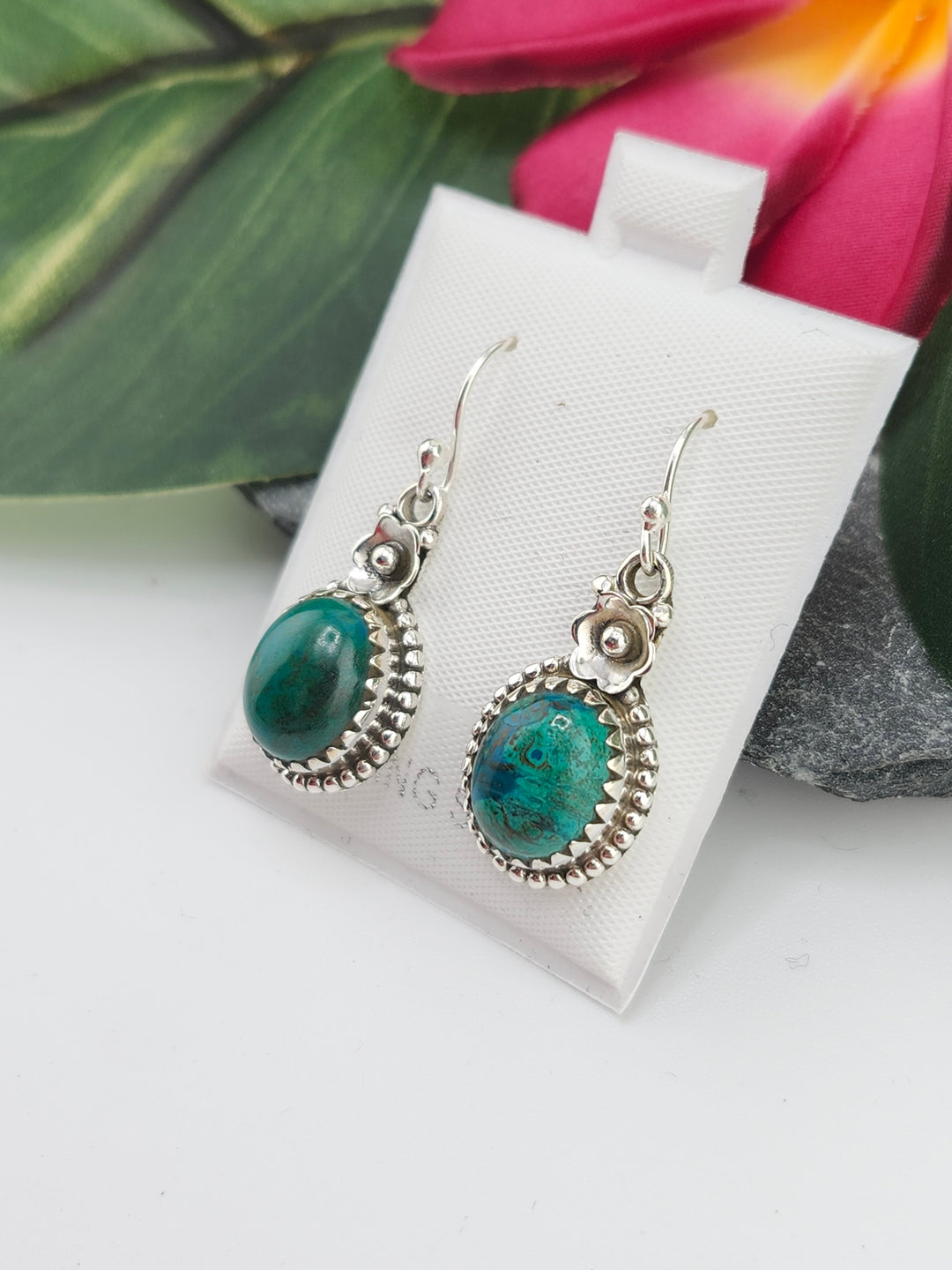 Chrysocolla Oval Dangle Earrings