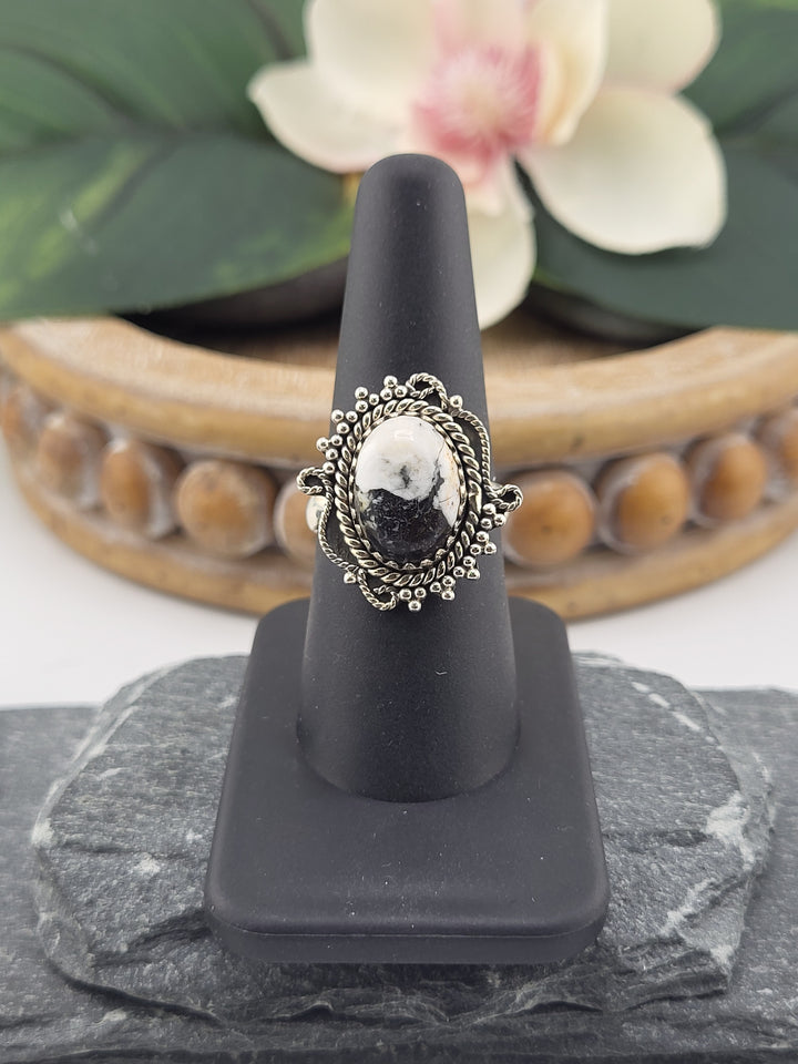 White Buffalo Oval Ring