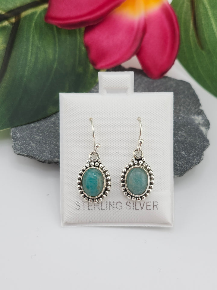 Amazonite Oval Dangle Earrings