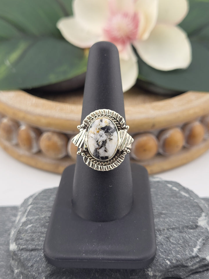 White Buffalo Oval Ring