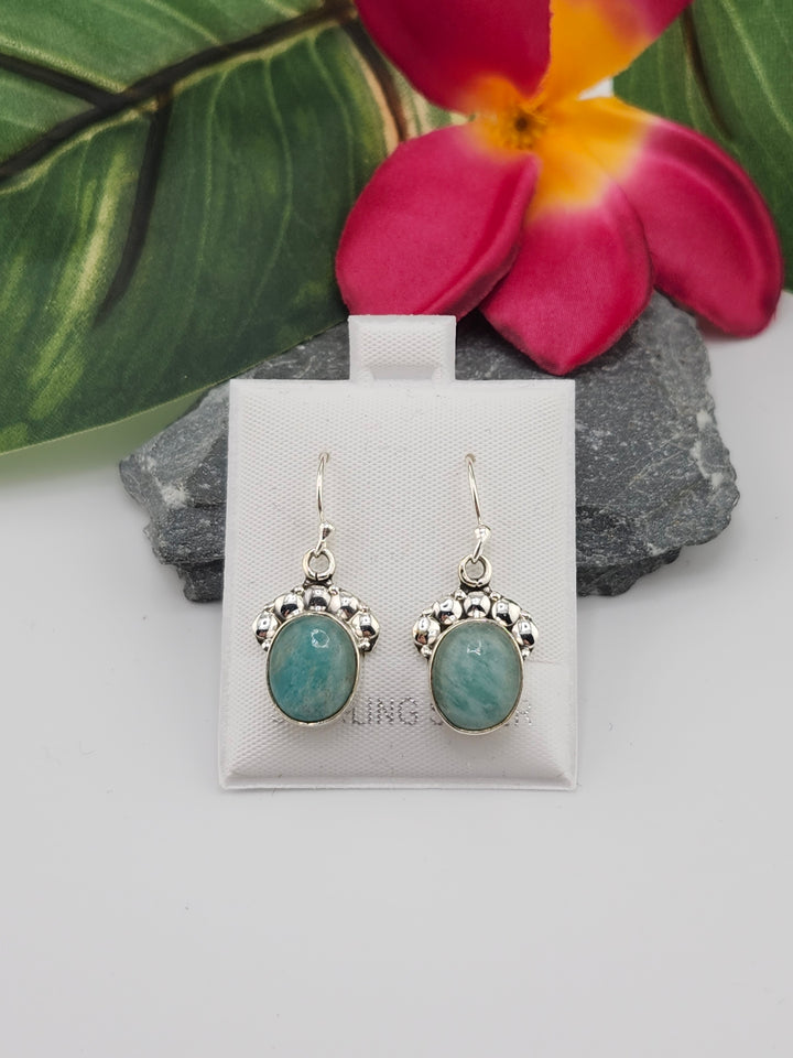 Amazonite Oval Dangle Earrings