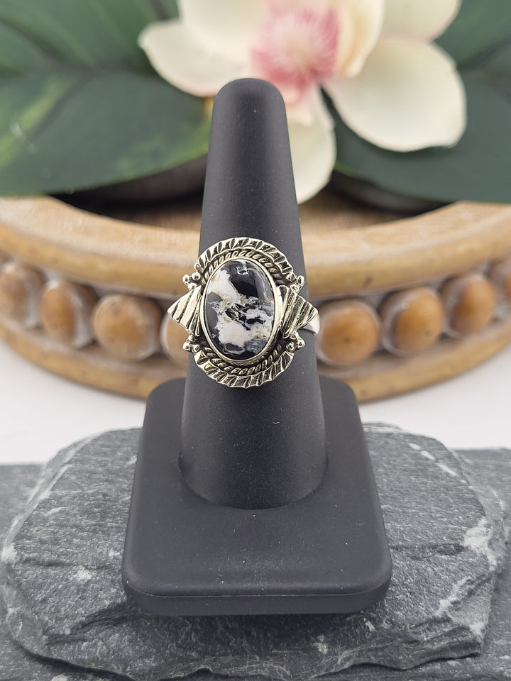 White Buffalo Oval Ring