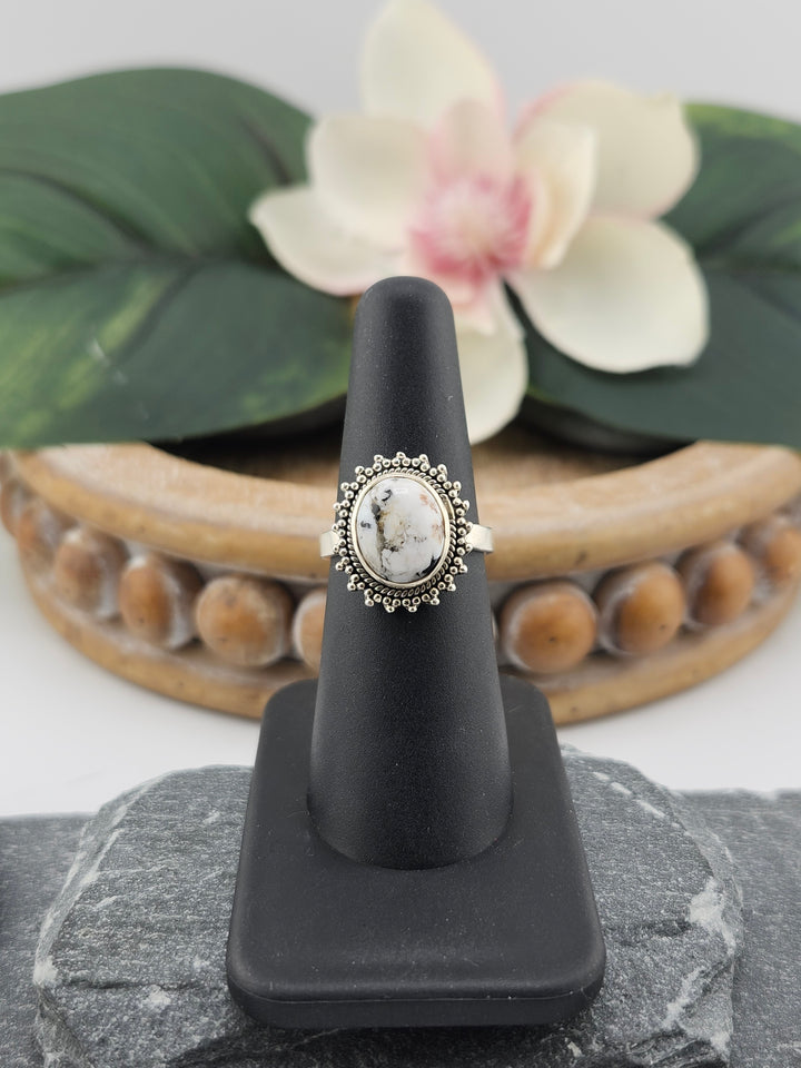 White Buffalo Oval Ring