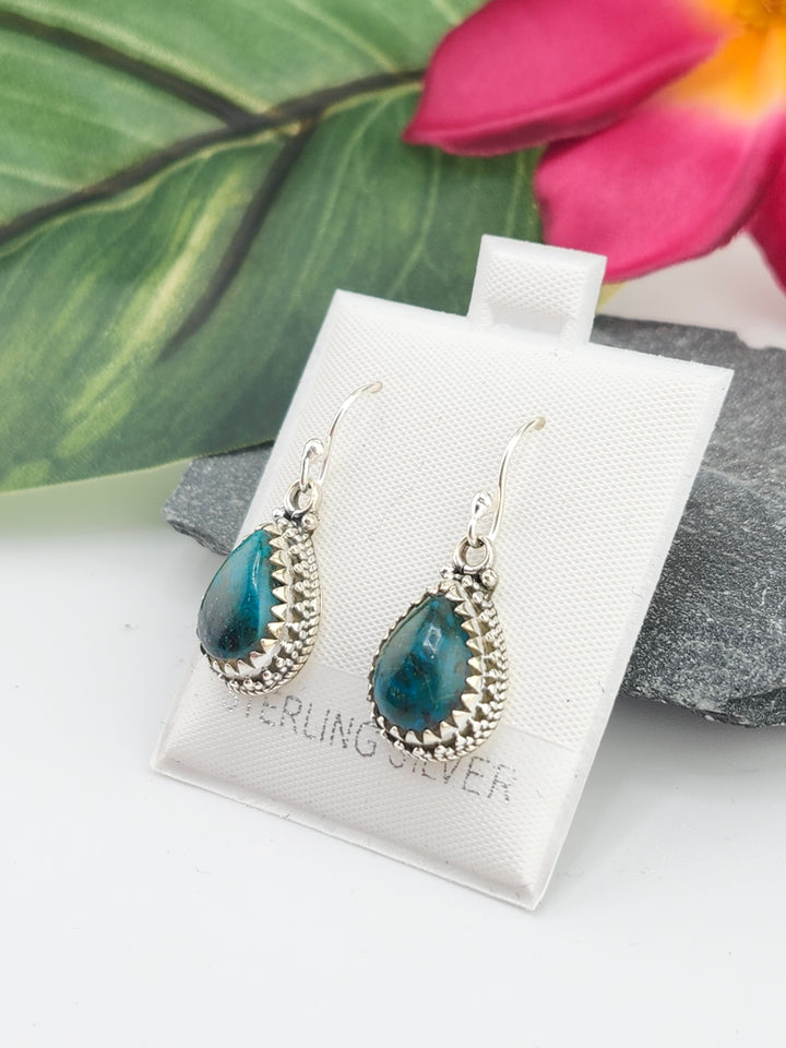 Chrysocolla Teardrop Dangle Earrings