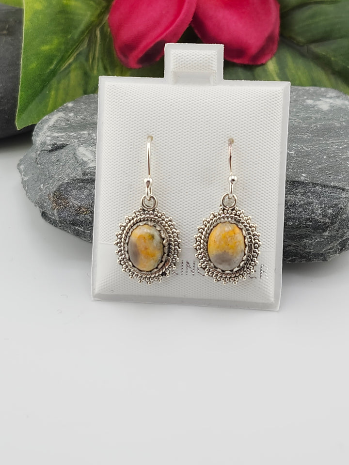 Bumblebee Jasper Oval Dangle Earrings