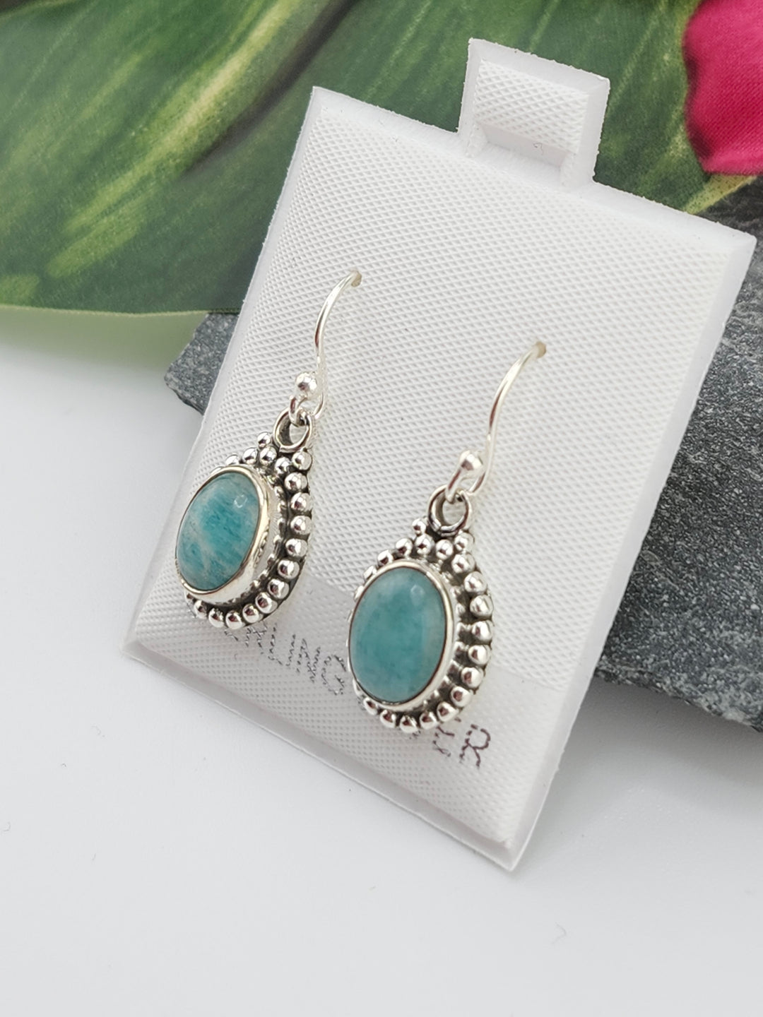 Amazonite Oval Dangle Earrings