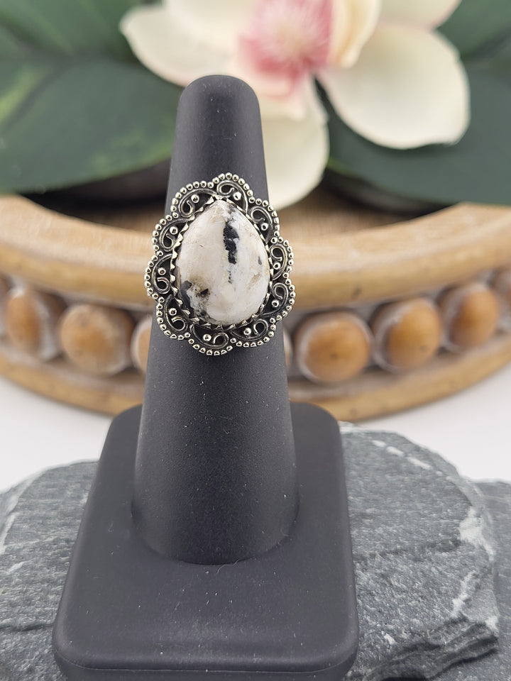 White Buffalo Teardrop Ring