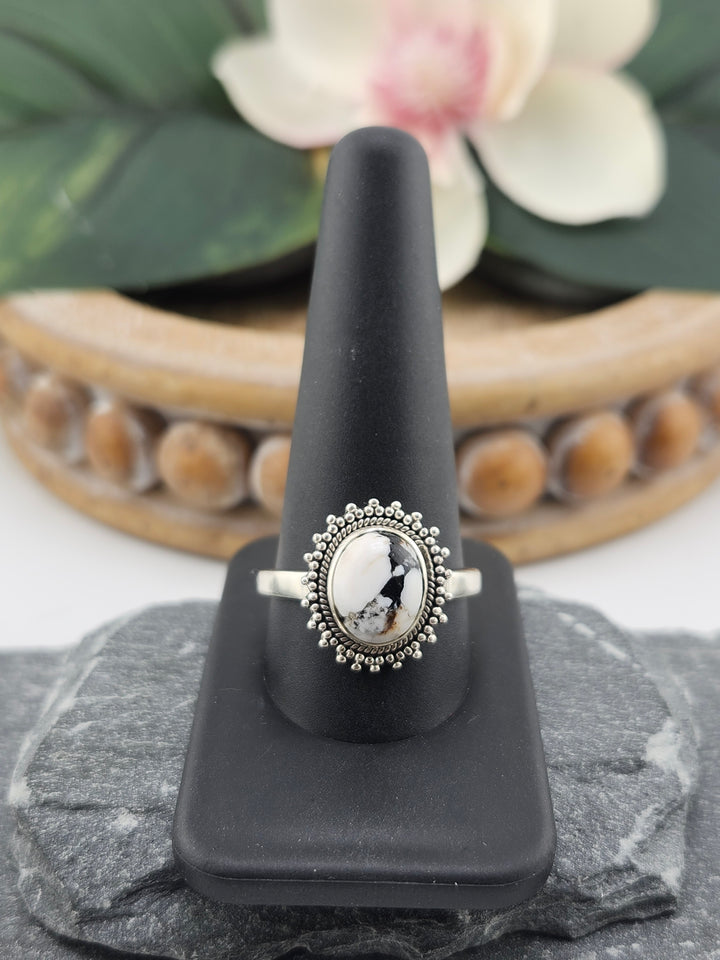 White Buffalo Oval Ring