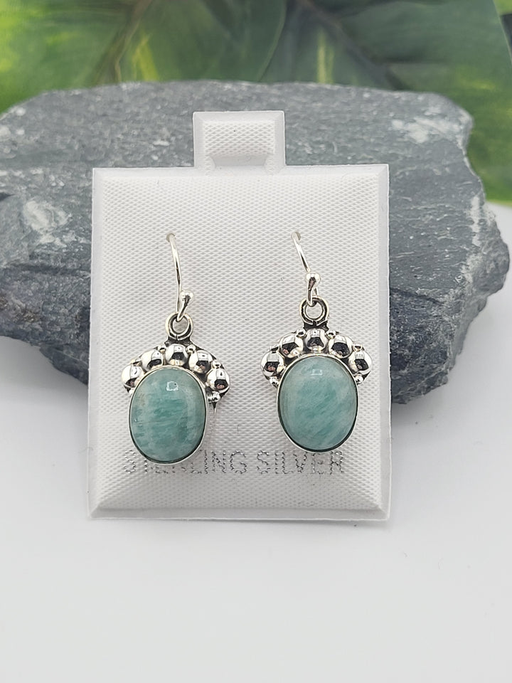 Amazonite Oval Dangle Earrings