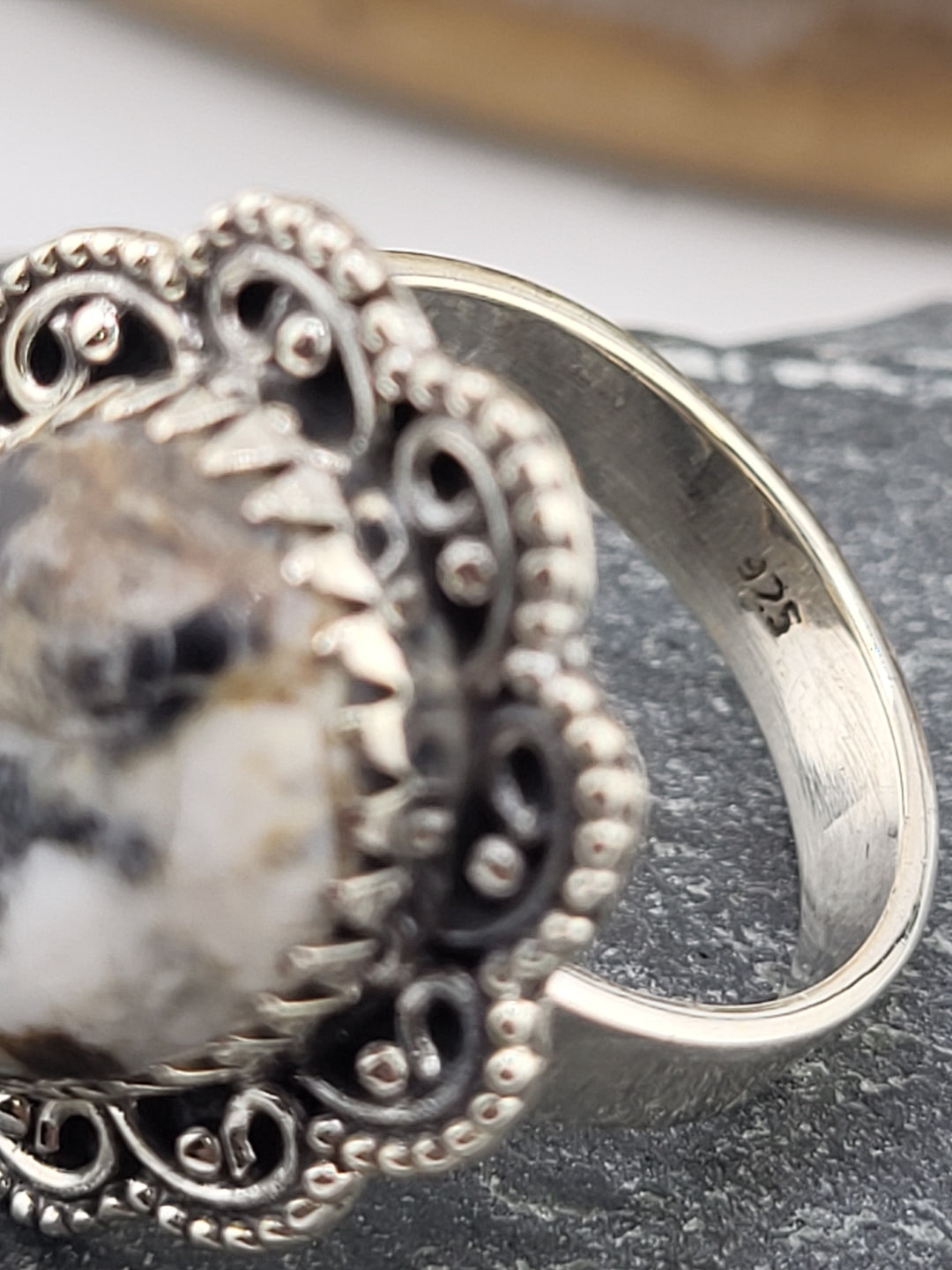 White Buffalo Teardrop Ring