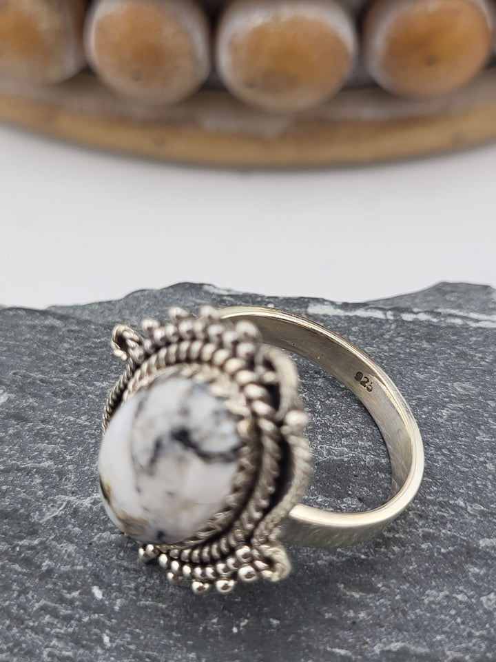 White Buffalo Oval Ring