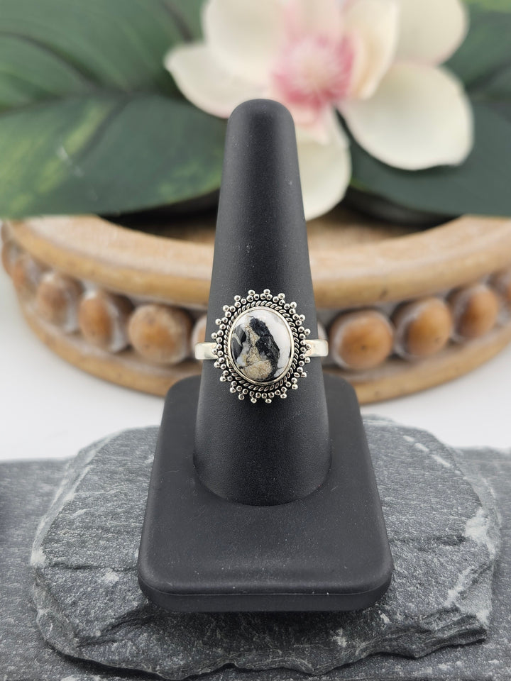 White Buffalo Oval Ring