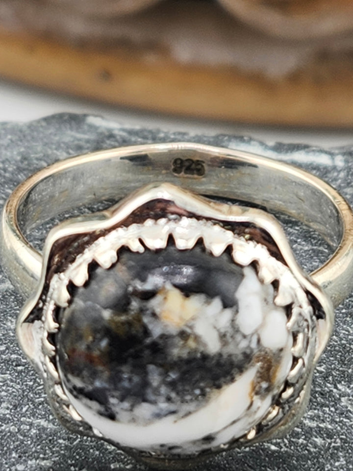 White Buffalo Round Ring